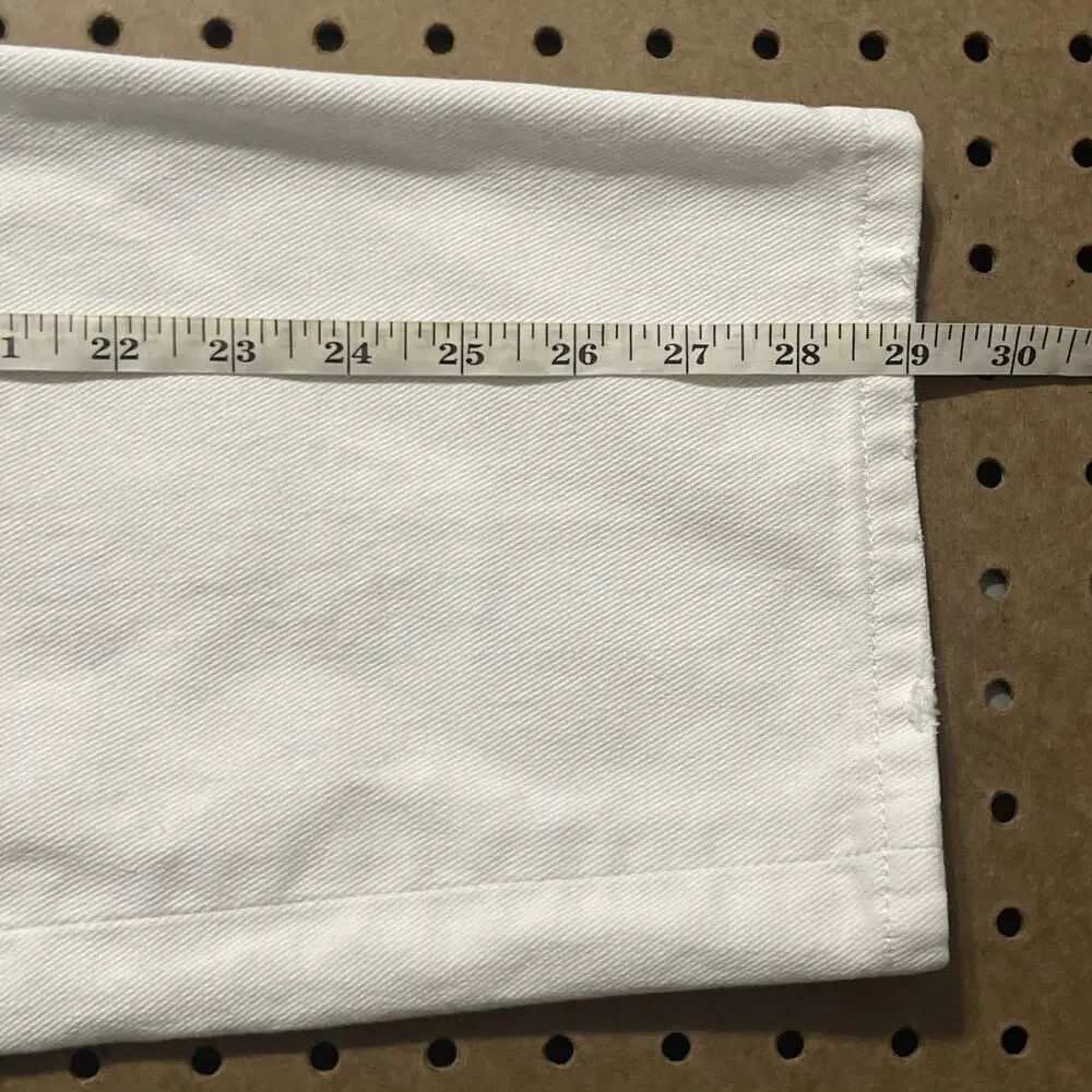 Gucci Jeans Mens 36x29 White Denim Button Fly Straight Distressed Modern Italy